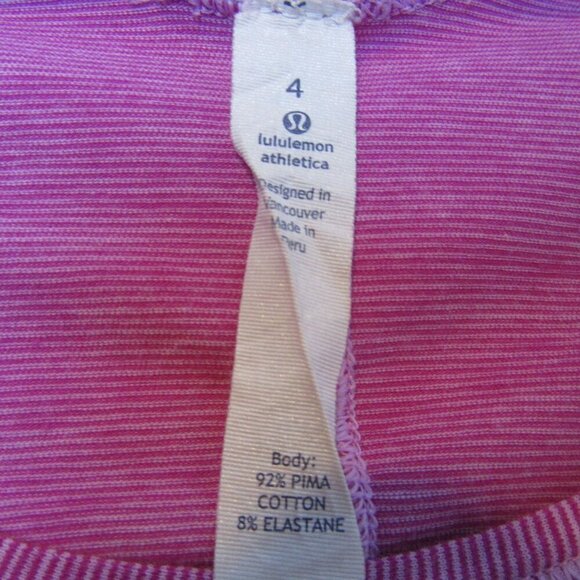 Lululemon Yogini 5 Year Long Sleeve Tee Striped Raspberry Pink Womens 4 - Picture 3 of 5